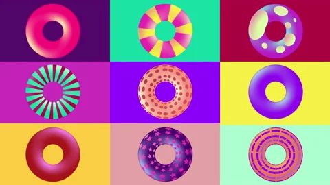 Animated pop art background with donuts. Loop. Stock Footage 144429215