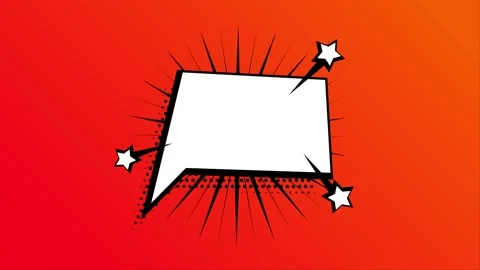 Animated Pop Art Comic Speech Bubble on Vibrant Red Background Stock Footage 334683420
