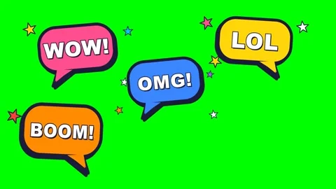 Animated Pop Art Speech Bubbles with Text on Green Screen 库存影片 348191457