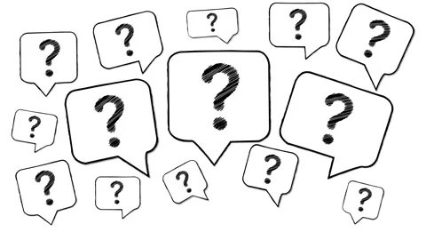 Animated pop up question marks comic speech bubbles white background Stock Footage 297655874