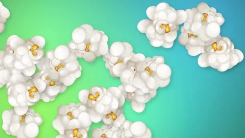 Animated Popcorn Kernels Bursting Over Vibrant Green Stock Footage 344843472
