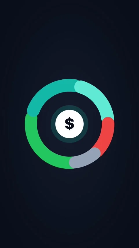 Animated portfolio allocation ring rotating, vertical 9:16 seamless loop HD Stock Footage 345161002