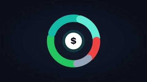 Animated portfolio allocation ring rotating, horizontal 16:9 seamless loop HD Stock Footage 345161014