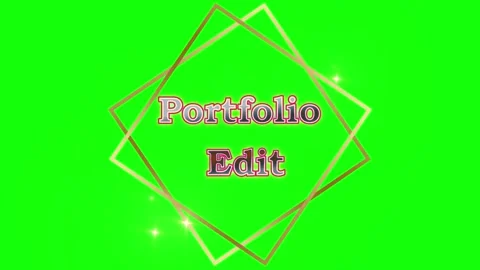 Animated Portfolio Edit Text Overlay with Golden Geometric Frame on Green Stock Footage 338368440