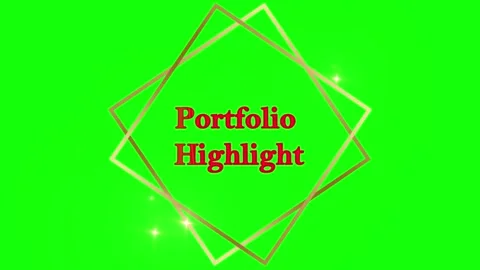 Animated Portfolio Highlight Text with Golden Geometric Frame on a Green Screen Stock Footage 338332298