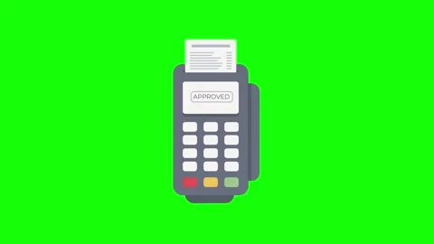 Animated POS machine payment loop on green screen background Stock Footage 314161804