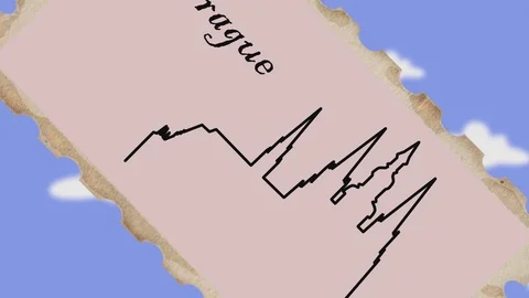 Animated postcard Prague flies to the sky. Stock Footage 108380416