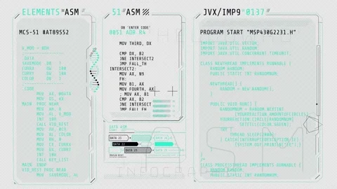 Animated poster of HUD interface with coding elements. Stock Footage 237401859