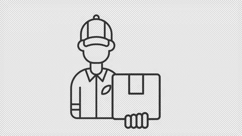 Animated postman line icon Stock Footage 240184501