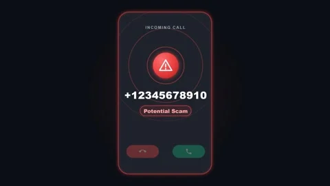 Animated potential scam call warning alert on mobile screen. 4K Video stock 348301137