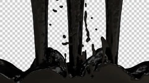 Animated pouring black oil paint against, Stock Video