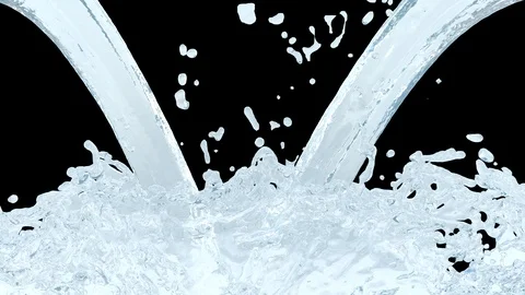 Animated pouring water - two inflows and oceanic background Stock Footage 89924286