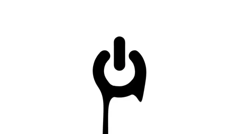 Animated Power Icon Melting Down on White Background Stock Footage 327761617