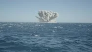 Animated Powerful Nuclear Explosion In Sea On A Sunny Day Stock Footage