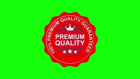 Animated premium quality guarantee badge on green screen Video stock 328278089