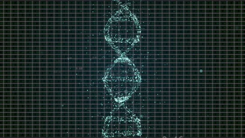 Animated presentation of infected dna cells rotating on black tech background Stock Footage 130902826