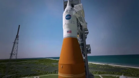 Animated presentation of NASA Orion rocket mission. Stock Footage 74807283