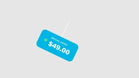Animated Price Tag Drop Transparent Alpha Overlay Stock Footage 346070169