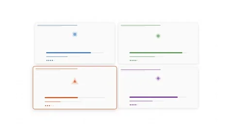 Animated product comparison of data cards with loading progress bars 스톡 동영상 334694712