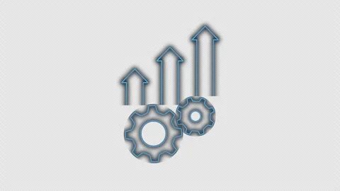 Animated productivity increase icon, spinning cog wheel with arrow up. Stock Footage 285248232
