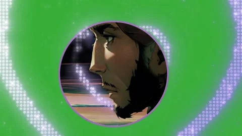 Animated profile portrait featuring man inside glowing heart shape against Stock Footage 346128910