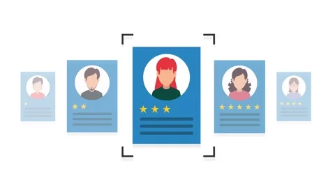 Animated Profile Selection with Five Star Rating Video stock 345836939