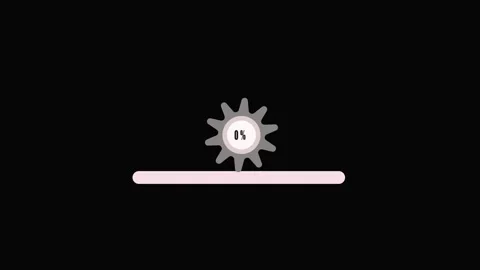 Animated progress bar loading zero percent gear icon startup interface tech.. Video stock 321444098