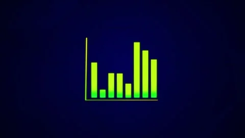 Animated progress chart in realistic screen style, up and down graph animation Stock Footage 300987064