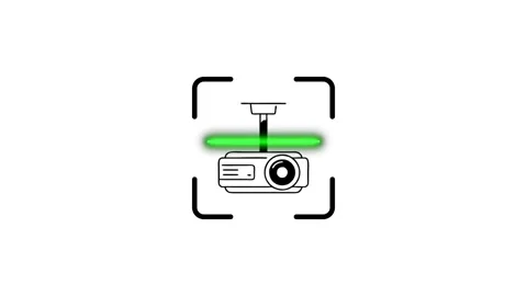 Animated projector hanging icon with scanning light motion graphics for tec.. Stock Footage 346499028