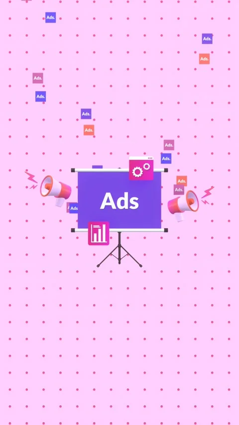 Animated Projector Screen with Ads Text, Graph, and Megaphones in Vertical Video Видео 312534301
