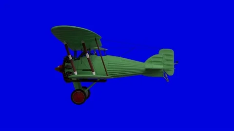 Animated propeller biplane airplane. Side view. Realistic physics animation Stock Footage 137820842