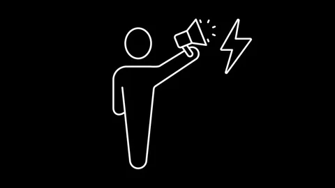 Animated protester icons in thin line style 動画素材 314617054