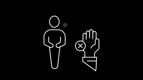 Animated protesting icons in thin line style Stock Footage 314617177