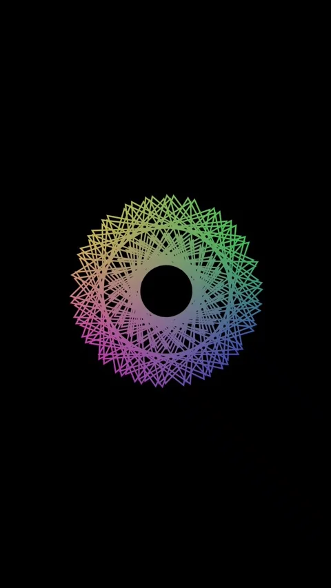 Animated psychedelic mandala vertical video loop with rainbow patterns, VJ .. Stock Footage 321721932