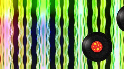 Animated psychedelic retro background with vinyl discs Stock Footage 189500575