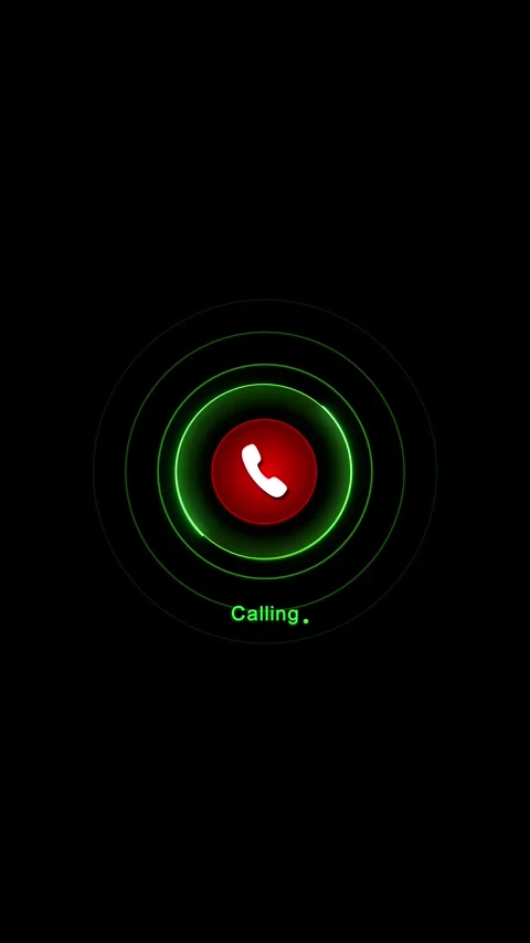Animated pulse rings surrounding call icon incoming signal on dark background, f Stock Footage 341901104