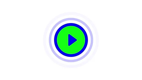 Animated pulsing play button icon isolated on white background digital medi.. Stock Footage 345547784