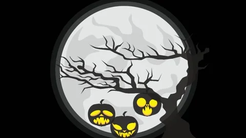 Animated pumpkin ghost jumping with the moon Stock Footage 240067907