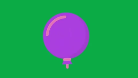 Animated purple balloon floating with yellow sparkles on a green screen backgrou Stock Footage 331197724