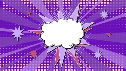 Animated purple comic book background with blank speech bubble and radial e.. Stock Footage 332757581