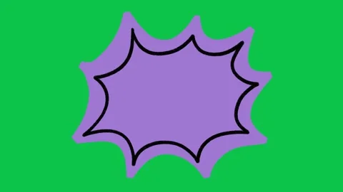 Animated Purple Comic Speech Bubble Burst Green Screen Stock Footage 343078705