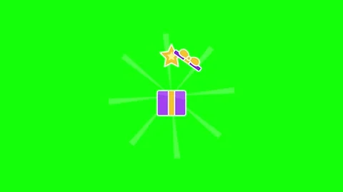 Animated purple gift box opening with magic star burst on green screen back.. Stock Footage 344862836