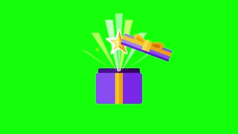 Animated purple gift box opening with magical star burst on green screen ba.. Stock Footage 344862838