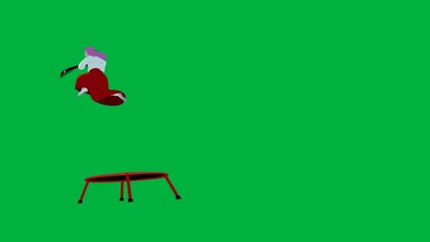 Animated purple-haired witch flying on broom on green screen ideal Stock Footage 308866861