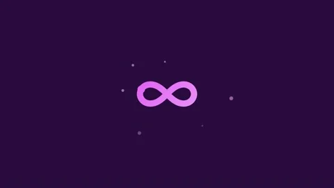 Animated Purple Infinity Symbol on Dark Violet Background Видео 343780846