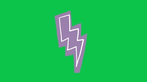Animated Purple Lightning Bolt White Outline Cutout Green Screen Stock Footage 343078772