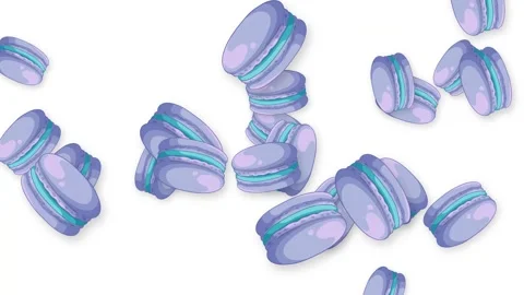 Animated Purple Macarons Falling and Floating Stock Footage 345304241