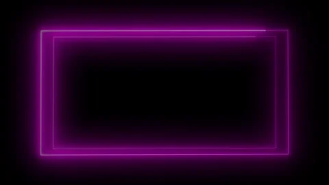 Animated Purple Neon Light Double Rectangle Frame Border on Black Video Loop Video stock 344763217