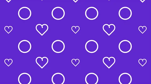 Animated purple pattern background with simple love outline and circle. Stock Footage 313416126