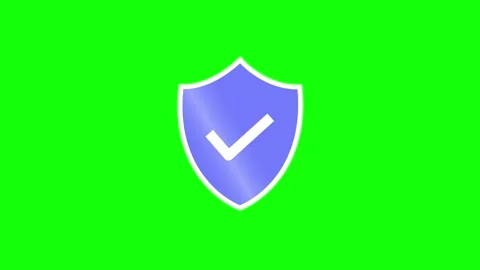Animated Purple Shield Check Mark on Green Screen Background Stock Footage 306638747